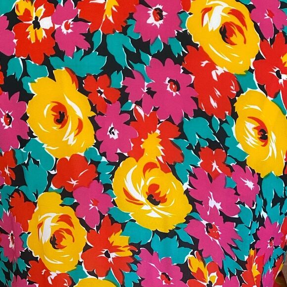 Vintage Floral Dress Mixed Contrasting Print Midi Dress Plus Size 14 - Picture 5 of 11